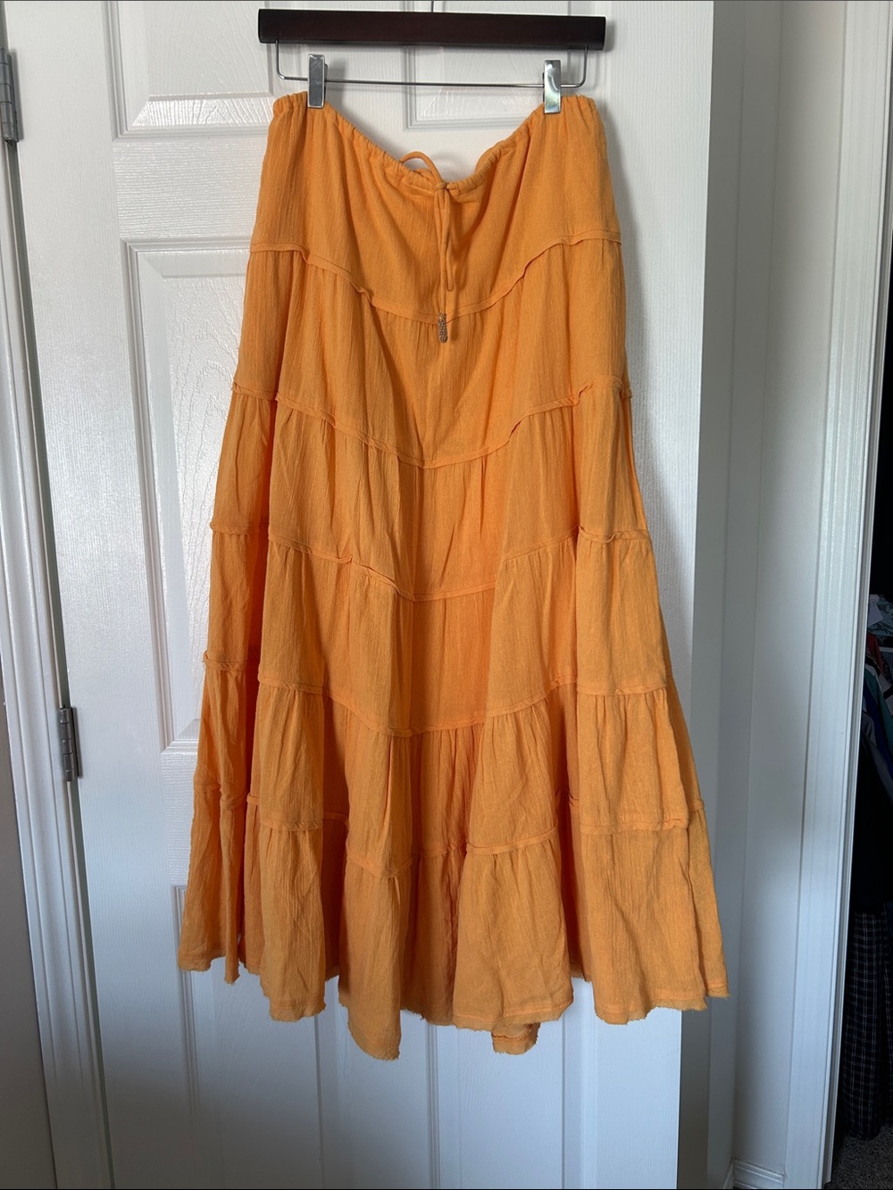 Free People Sunny Orange Tiered Maxi Skirt